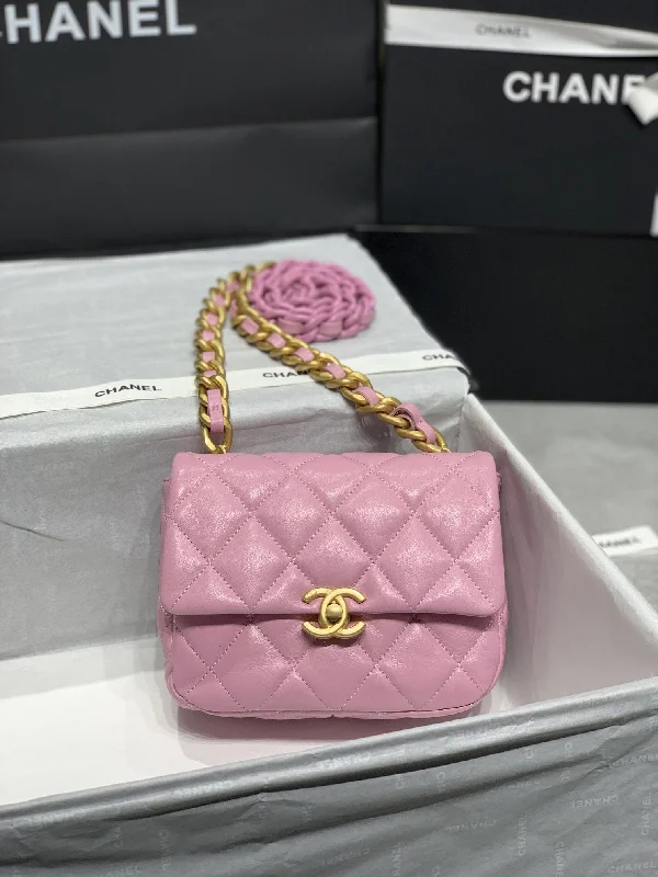 Chanel Mini Flap Bag Gold-Tone Metal Pink Bag For Women 13cm/5in