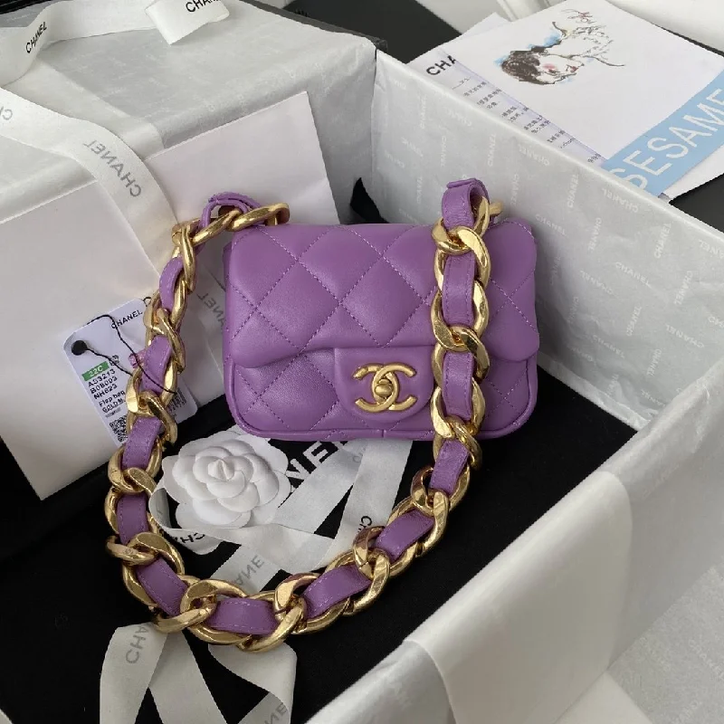 Chanel Mini Flap Bag Purple For Women. Women-s Bags Shoulder And Crossbody Bags 6.6in/17cm AS3213