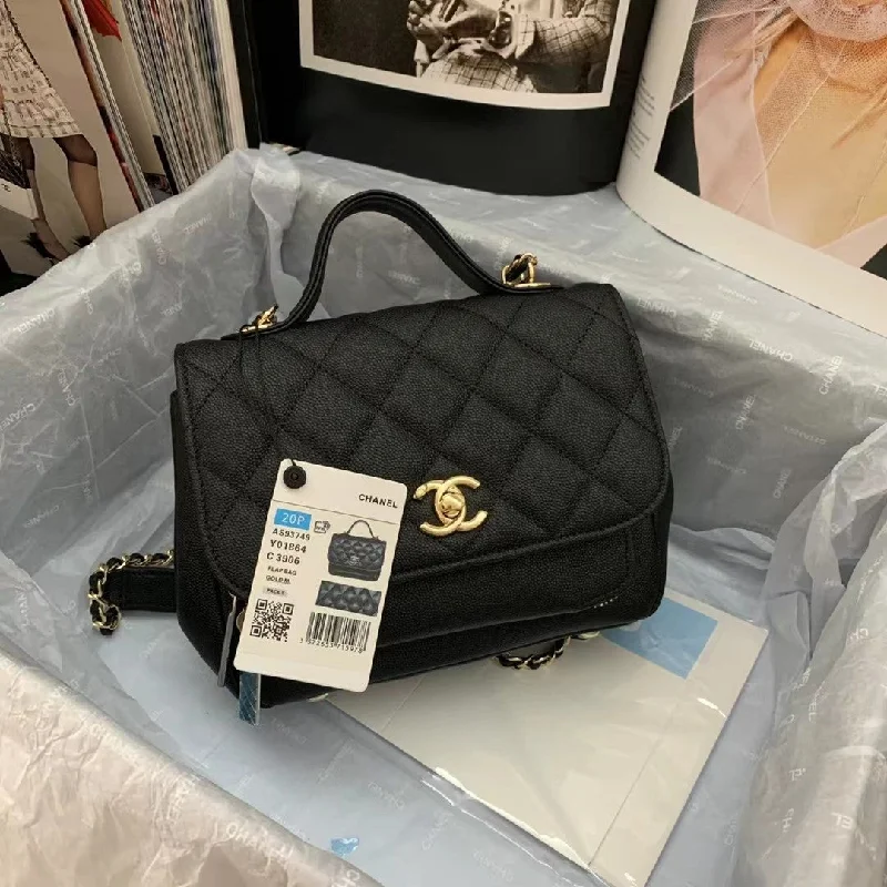 Chanel Mini Flap Bag Top Handle Black For Women 7.5in/19cm