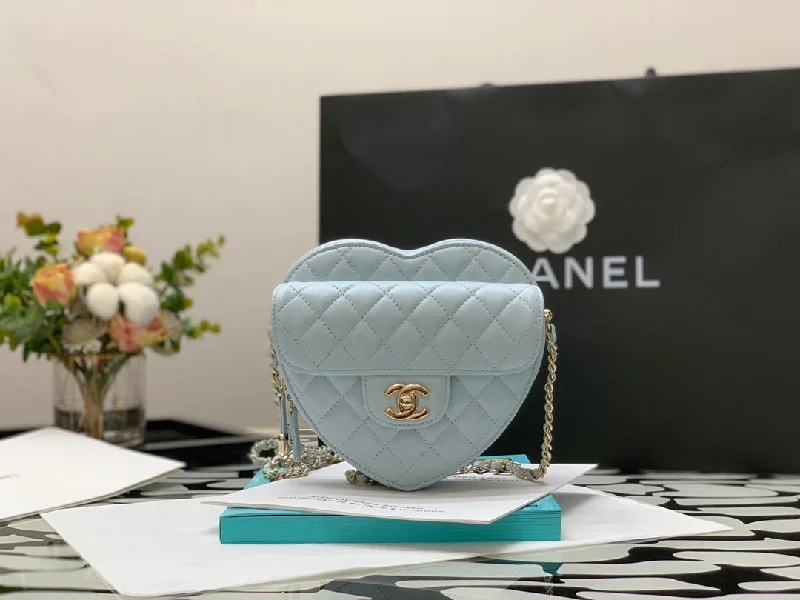 Chanel Mini Heart Bag Grey For Women 7in/18cm AS3191 B07958