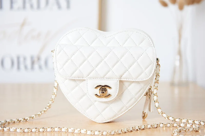 Chanel Mini Heart Bag White For Women 7in/18cm AS3191 B07958 10601