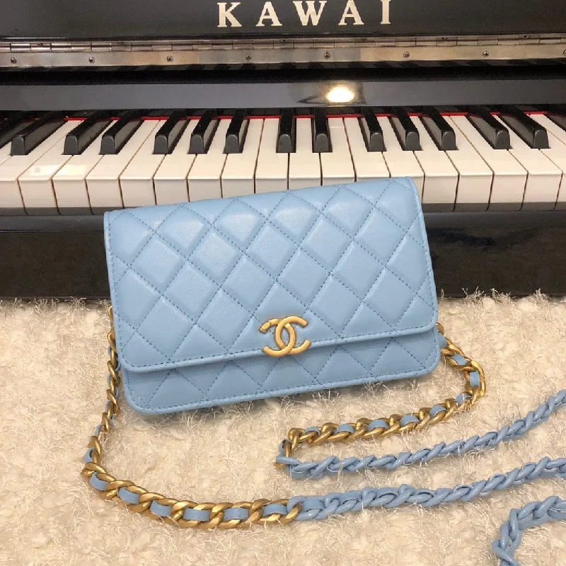 Chanel Original Small Classic Flap Bag Gold Hardware Blue For Women. Women-s Handbags. Shoulder Bags 7.5in/19cm AP33814