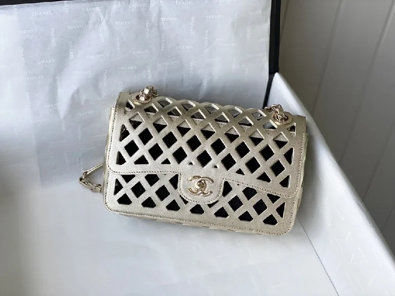 Chanel Perforated See Small Flap Bronze Gold Bag For Women 21cm/8in