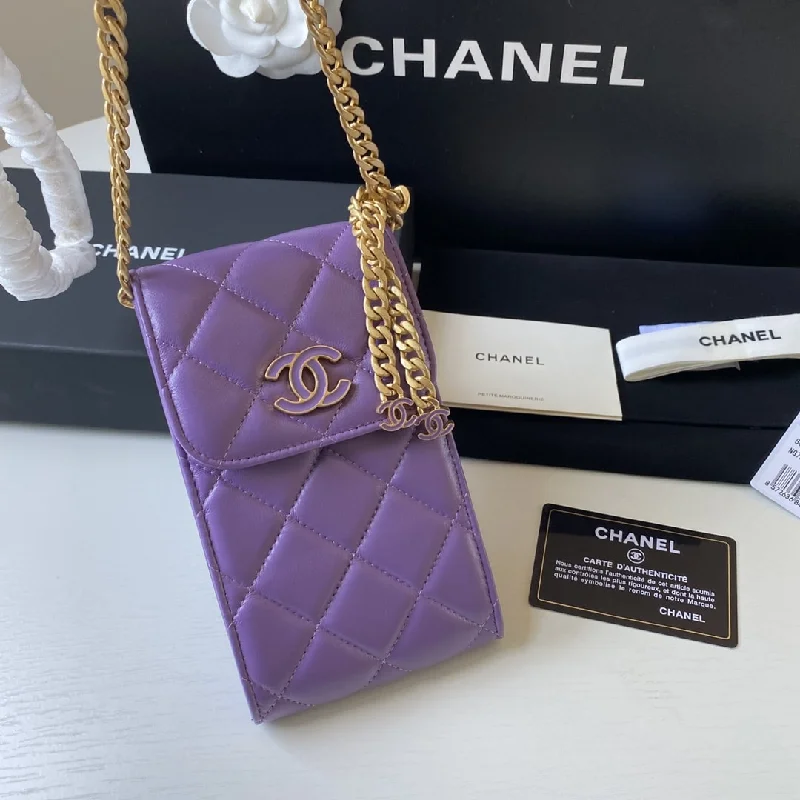 Chanel Phone Holder Purple Bag For Women 15cm/6in