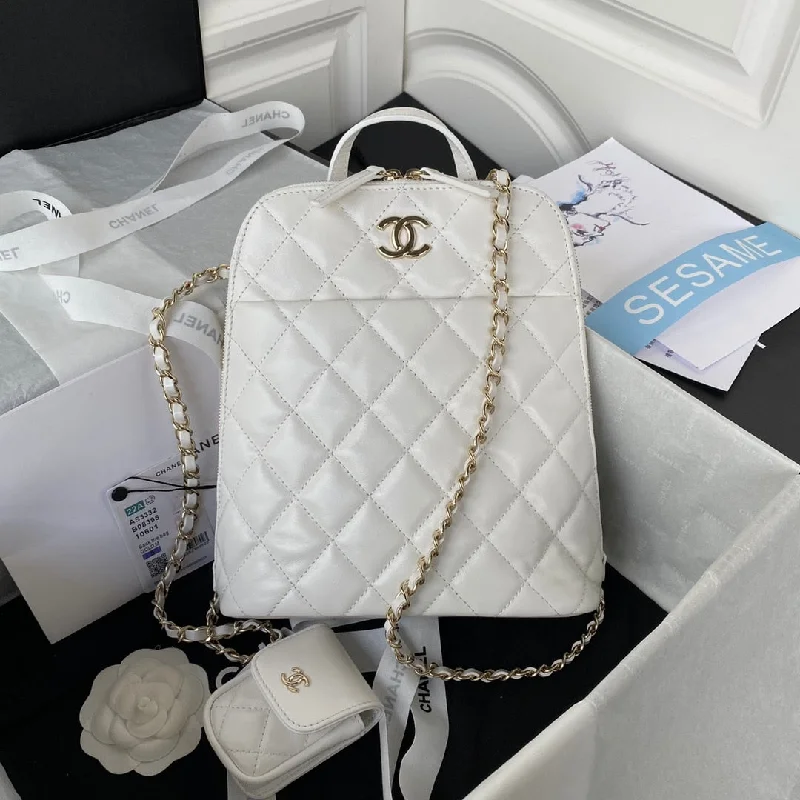 Chanel Rucksack Backpack White Bag For Women 21cm/8in