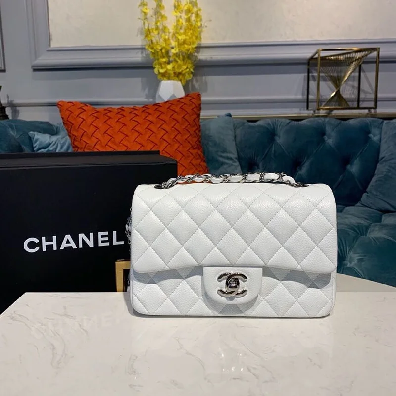 Chanel Small Classic Handbag Silver Hardware White For Women. Women-s Bags. Shoulder And Crossbody Bags 7.8in/20cm A01113