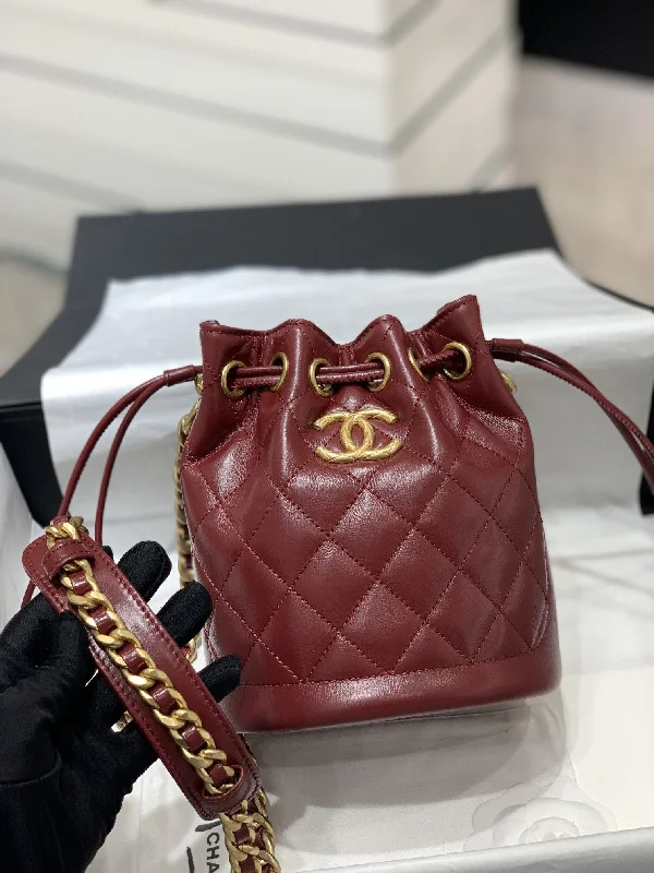 Chanel Small Drawstring Bucket Red Bag For Women 19cm/7.5in