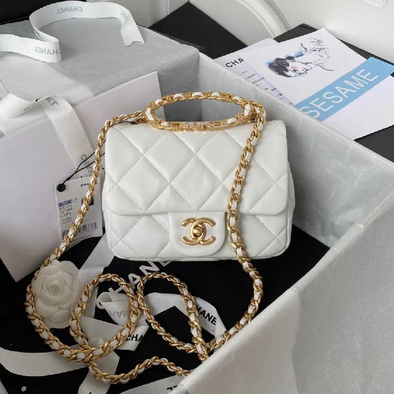 Chanel Small Flap Bag Gold Hardware White For Women. Women-s Handbags. Shoulder Bags 7.9in/20cm AS3450