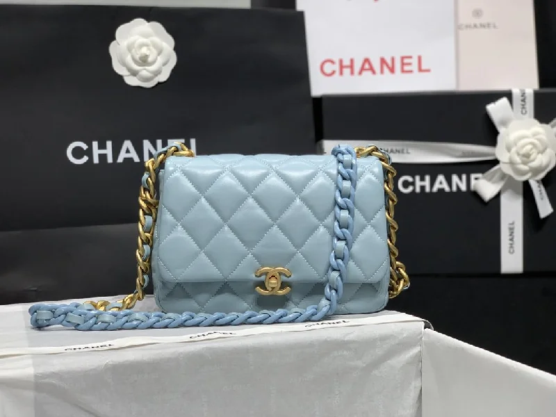 Chanel Small Flap Bag Gold-Tone Metal Blue Bag For Women 16cm/6.2in