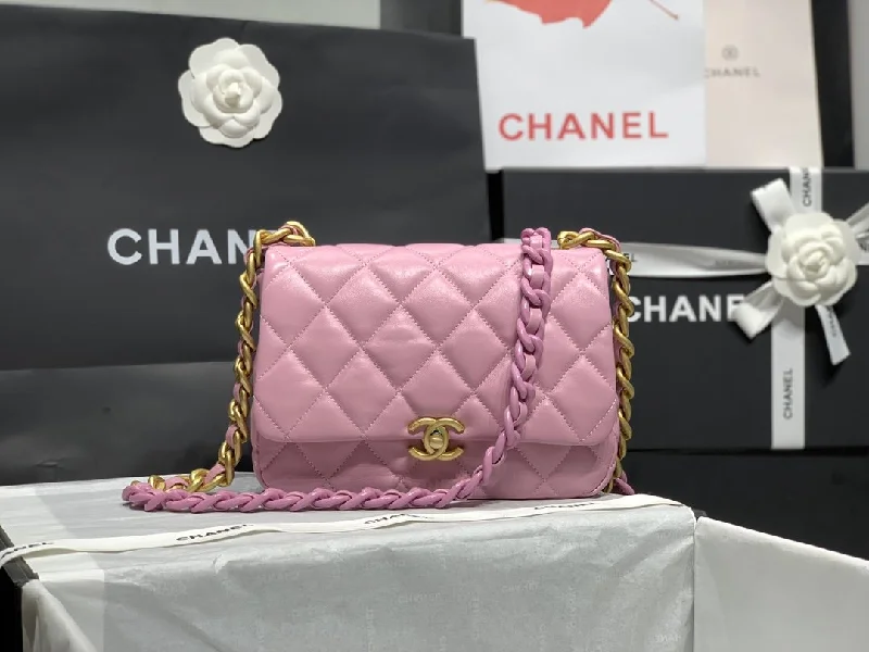 Chanel Small Flap Bag Gold-Tone Metal Pink Bag For Women 16cm/6.2in