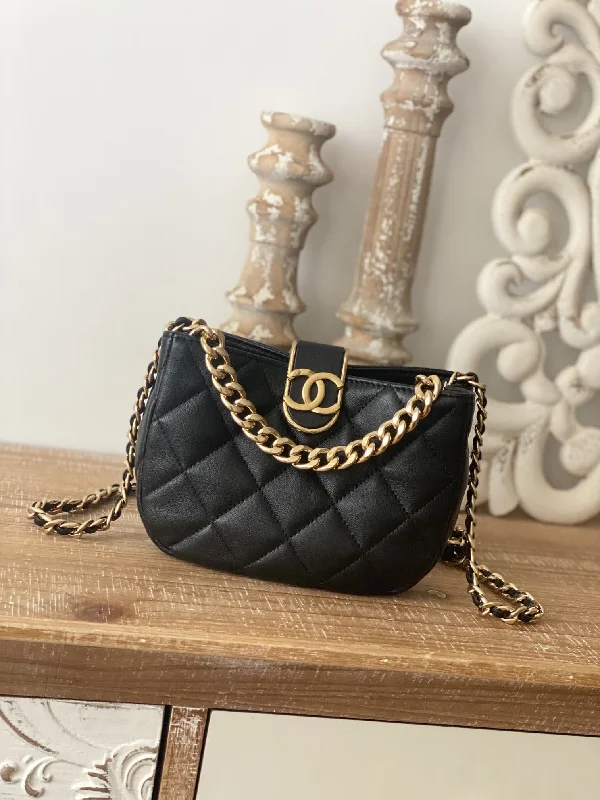 Chanel Small Hobo Bag Gold Hardware Black For Women. Women-s Handbags. Shoulder Bags 7.5in/19cm