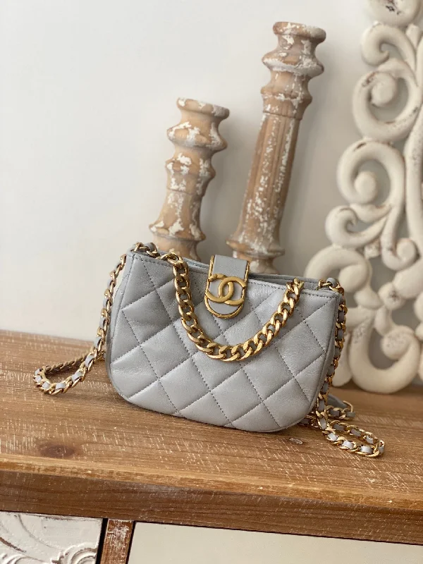 Chanel Small Hobo Bag Gold Hardware Grey For Women. Women-s Handbags. Shoulder Bags 7.5in/19cm