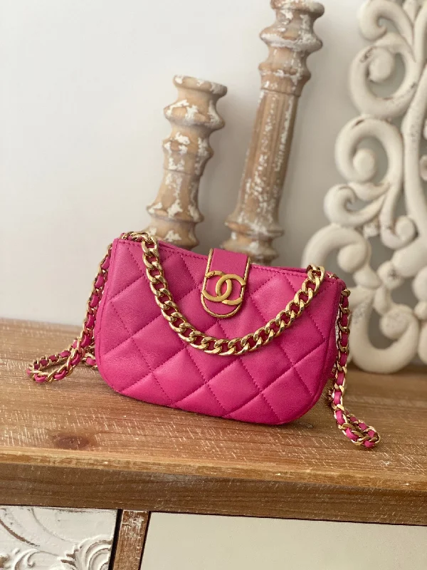 Chanel Small Hobo Bag Gold Hardware Pink For Women. Women-s Handbags. Shoulder Bags 7.5in/19cm