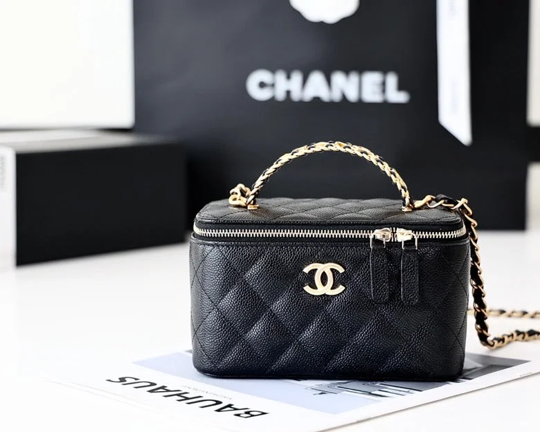 Chanel Small Vanity Case Black For Women 6.7in/17cm AS3171