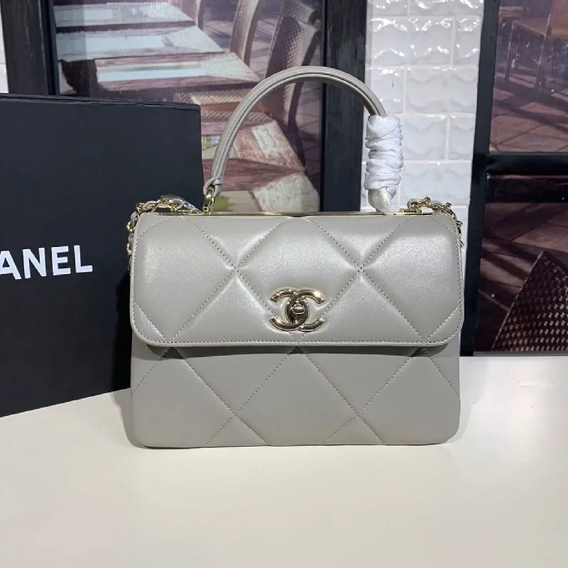 Chanel Trendy CC Maxi Top Handle Bag Grey For Women 9.8in/25cm