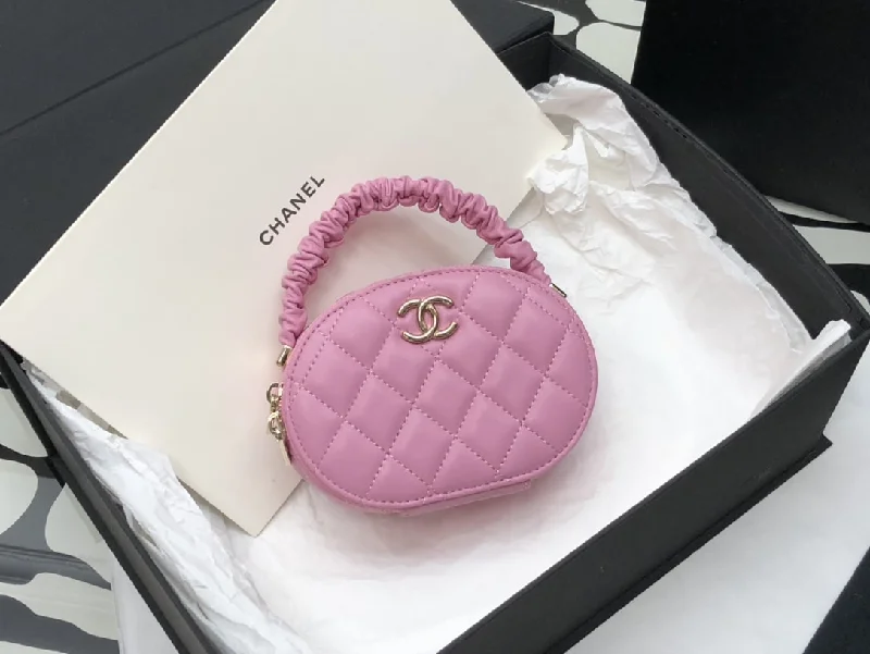 Chanel Vanity Case Shiny Gold Pink Bag For Women 9.5cm/3.7in