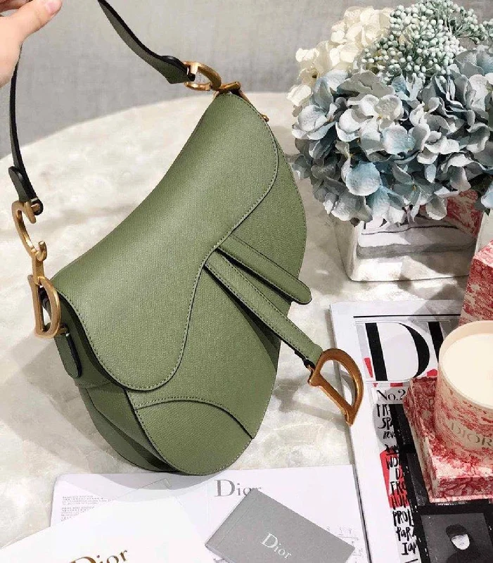 Christian Dior Cedar Green Grained Saddle Bag Gold Toned Hardware Canvas For Women 25cm/10in CD M0446CBAA_M67H