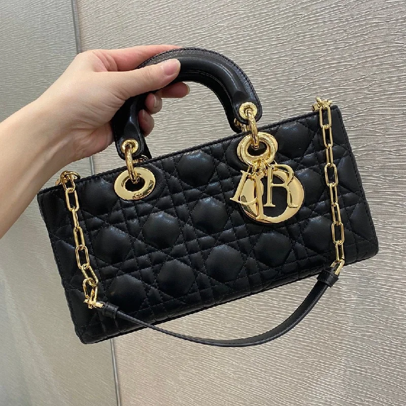 Christian Dior Lady D-Joy Bag Black Cannage. Black. For Women Women-s Handbags. 26cm CD M0540ONGE_M900