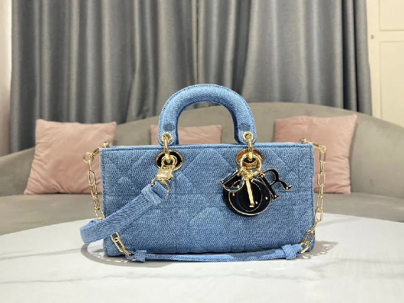 Christian Dior Lady D-Joy Bag Blue. For Women. Women-s Handbags 26cm/10in CD M0540WTJA_M928