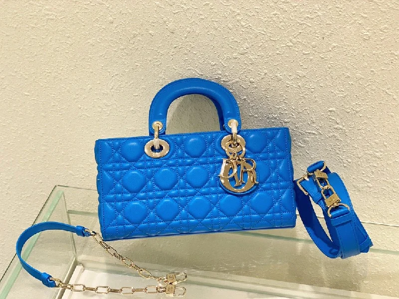 Christian Dior Lady D-Joy Bag Blue. For Women. Women-s Handbags 26cm/10in CD