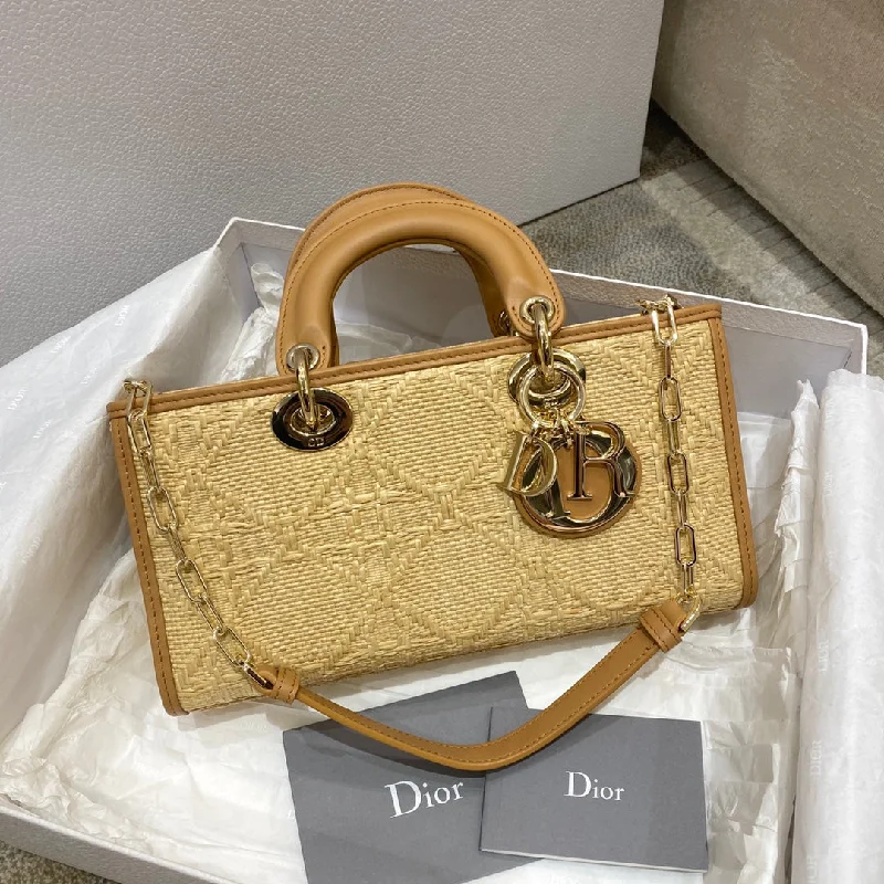 Christian Dior Lady D-Joy Bag Natural Cannage Raffia. Brown. For Women Women-s Handbags. 26cm CD M0540OMBD_M925