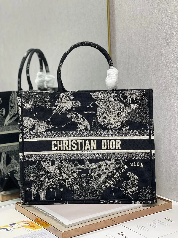 Christian Dior Large Dior Book Tote Black And White. For Women. Women-s Handbags 16.5in/42cm CD