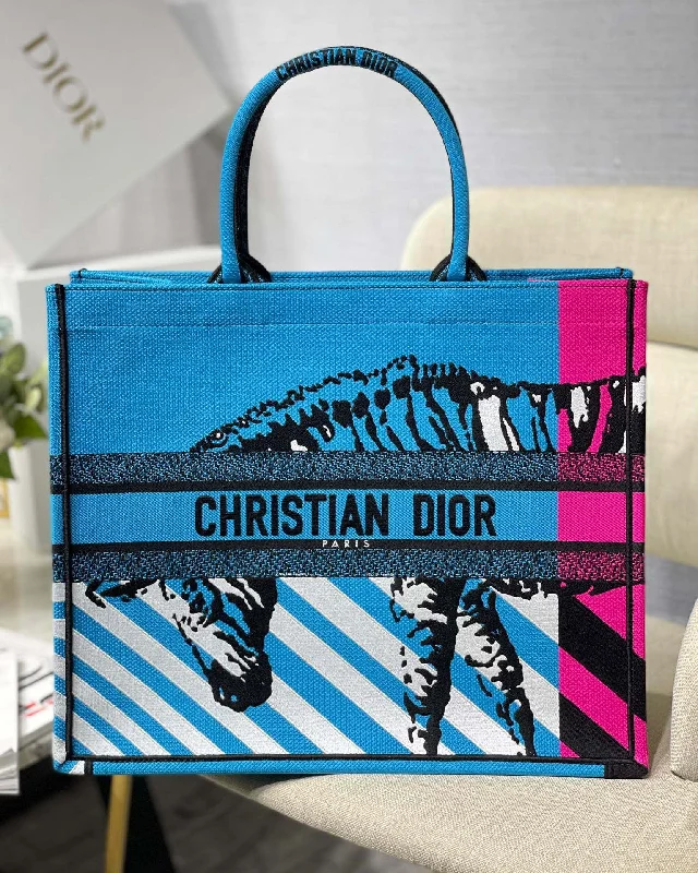 Christian Dior Large Dior Book Tote Blue And Pink. For Women. Women-s Handbags 16.5in/42cm CD