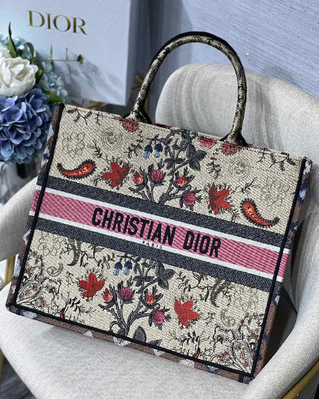 Christian Dior Large Dior Book Tote Flowers Embroidery For Women 16.5in/42cm CD M1286ZRIW