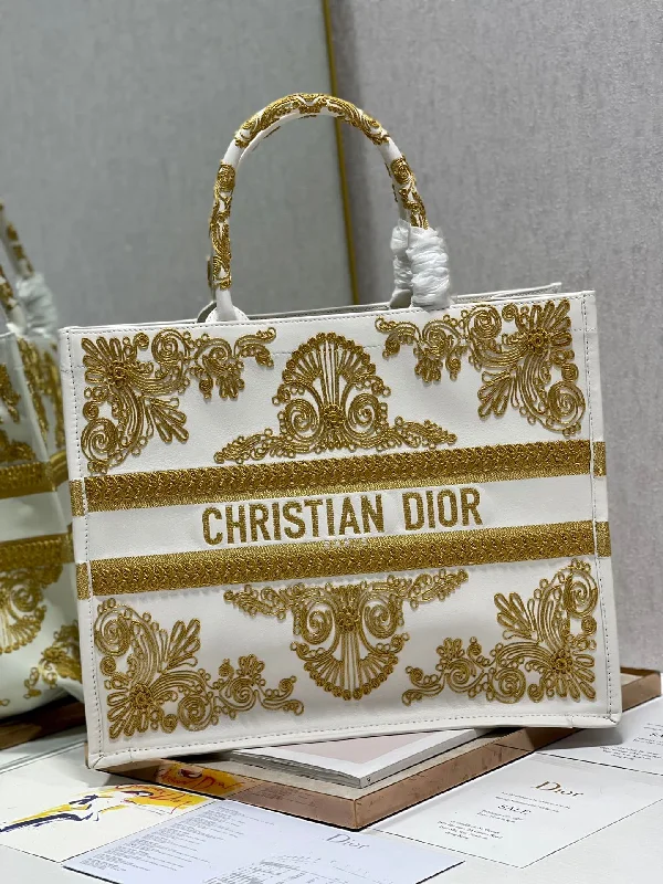 Christian Dior Large Dior Book Tote Gold And White. For Women. Women-s Handbags 16.5in/42cm CD