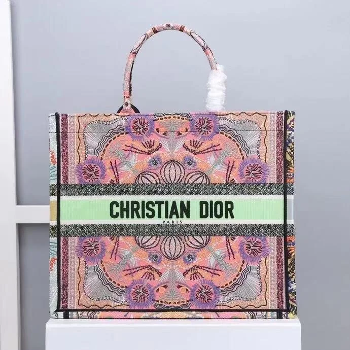 Christian Dior Large Dior Book Tote Multicolor Dior In Lights Embroidery. Pink Multicolor. For Women Women-s Handbags. Shoulder Bags. 42cm CD