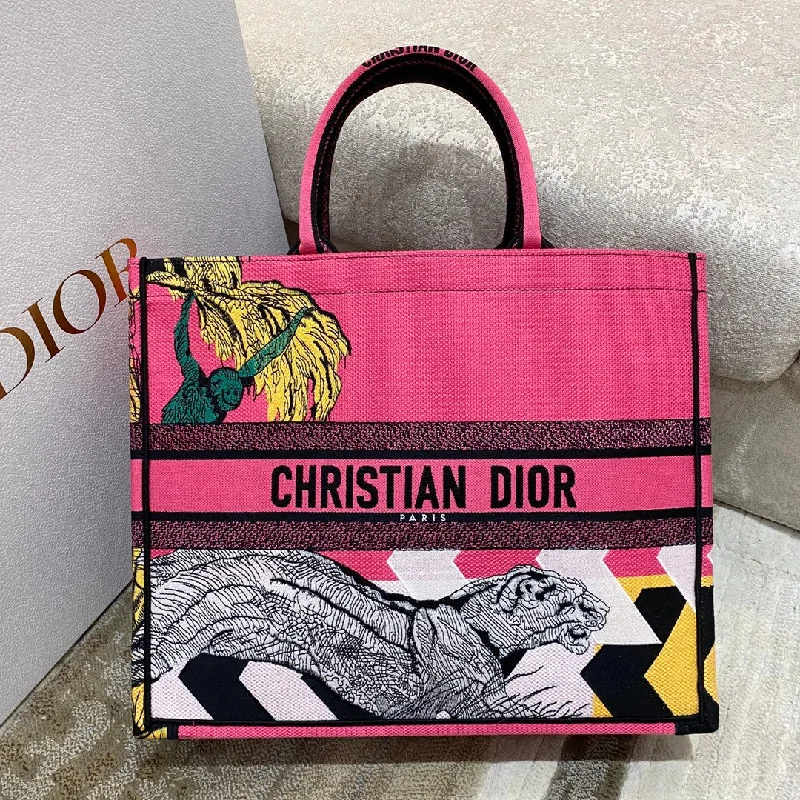 Christian Dior Large Dior Book Tote Multicolor Toile de Jouy Zoom Pop Embroidery. Fuchsia Pink. For Women Women-s Handbags. 41cm CD M1286ZROH_M929