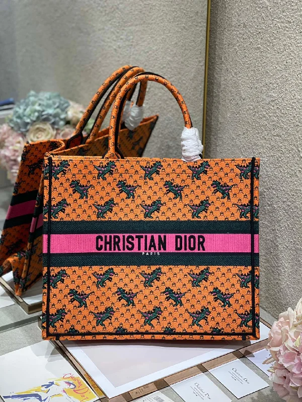 Christian Dior Large Dior Book Tote Orange Multicolor. For Women. Women-s Handbags 16.5in/42cm CD