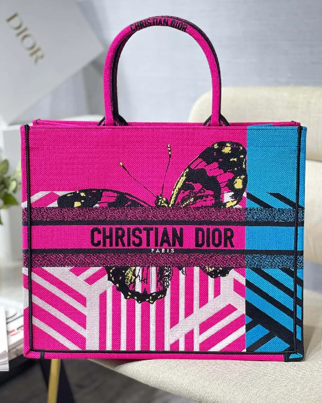 Christian Dior Large Dior Book Tote Pink And Blue. For Women. Women-s Handbags 16.5in/42cm CD