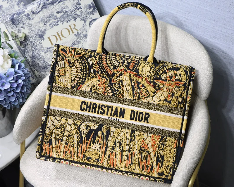 Christian Dior Large Dior Book Tote Yellow Multicolor. For Women. Women-s Handbags 16.5in/42cm CD