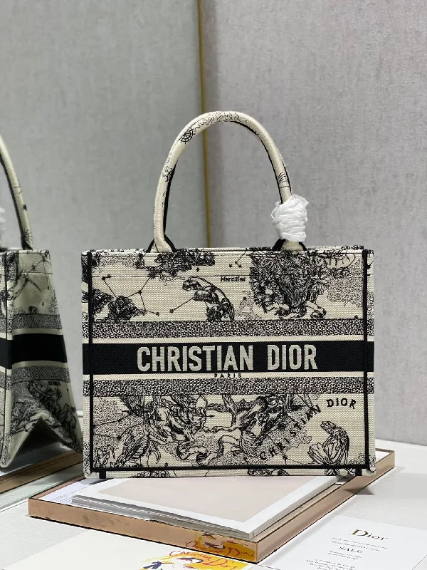 Christian Dior Medium Dior Book Tote Bag. Black/White. For Women Women-s Handbags. Shoulder Bags. 36cm CD M1296ZRHZ_M941