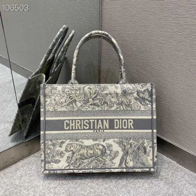 Christian Dior Medium Dior Book Tote Bag By Maria Grazia Chiuri Grey For Women 14in/36cm CD M1296ZTDT_M932