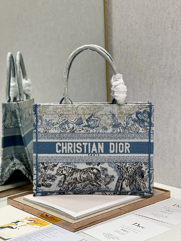 Christian Dior Medium Dior Book Tote Blue Toile de Jouy Reverse Embroidery. Blue. For Women Women-s Handbags. Shoulder Bags. 36cm CD M1296ZRGO_M928