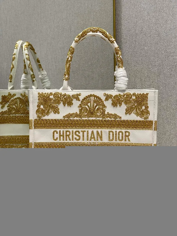 Christian Dior Medium Dior Book Tote Gold And White. For Women. Women-s Handbags 14in/36cm CD