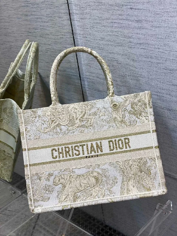 Christian Dior Medium Dior Book Tote Gold-Tone Toile de Jouy Embroidery. Gold. For Women Women-s Handbags. 36cm CD M1296ZTQO_M01E