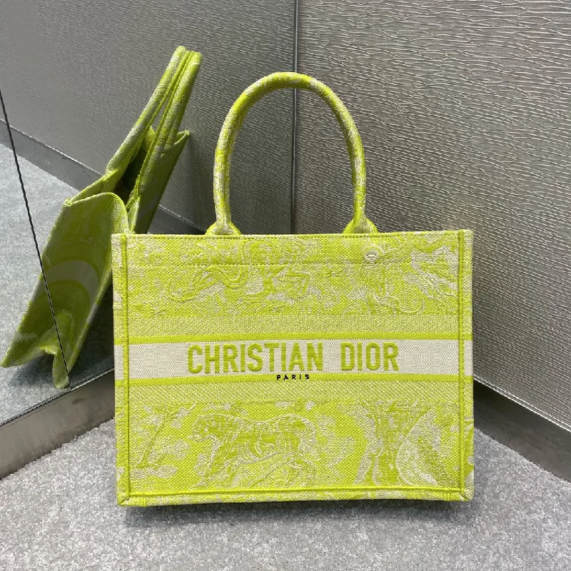 Christian Dior Medium Dior Book Tote Lime Toile de Jouy Reverse Embroidery For Women 36cm/16.5in CD