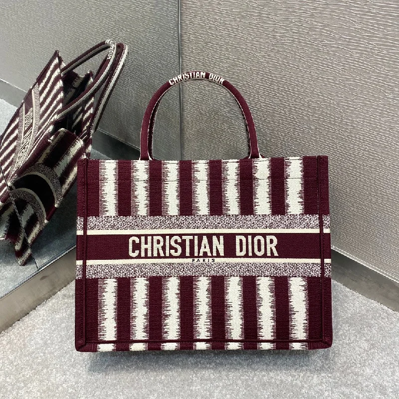 Christian Dior Medium Dior Book Tote Red D-Stripes Embroidery For Women 36cm/16.5in CD