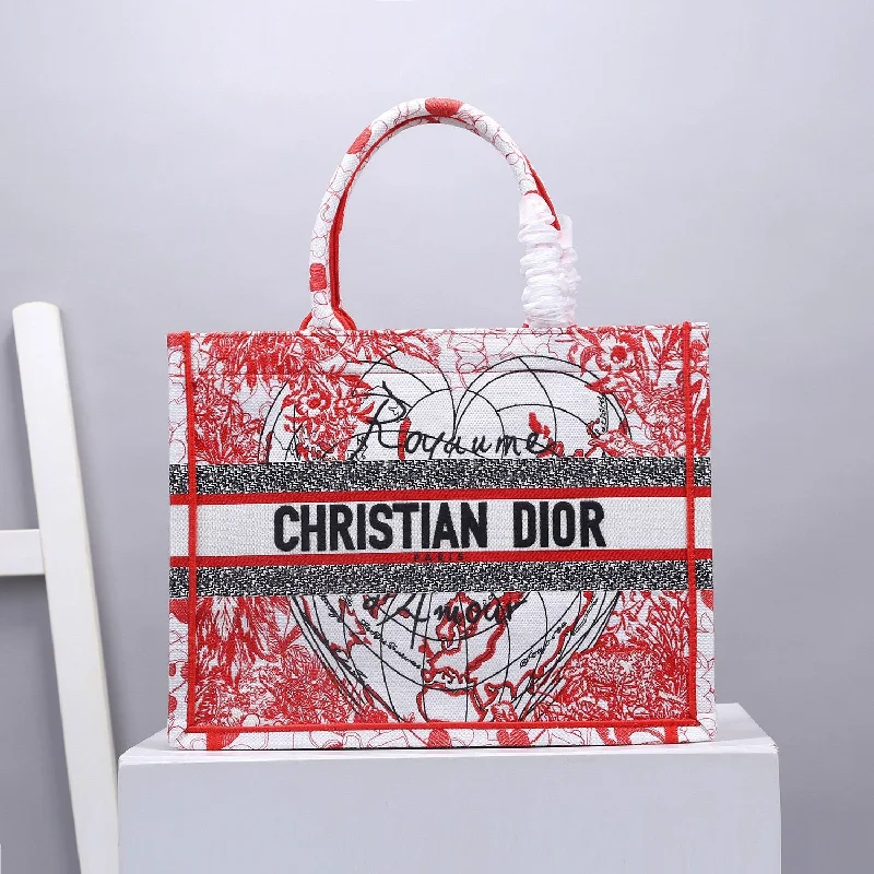 Christian Dior Medium Dior Book Tote Red Multicolor . For Women. Women-s Handbags 14in/36cm CD