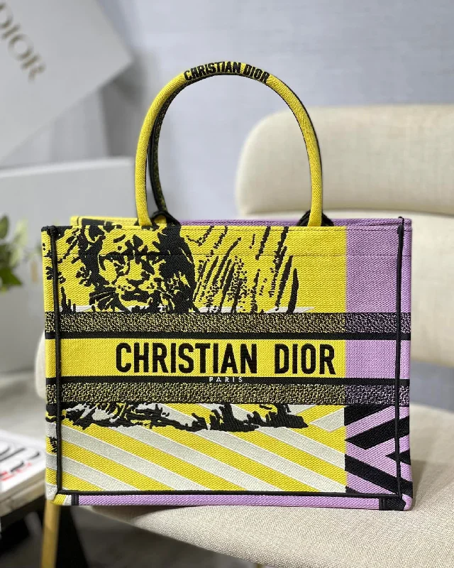 Christian Dior Medium Dior Book Tote Yellow And Pink. For Women. Women-s Handbags 14in/36cm CD