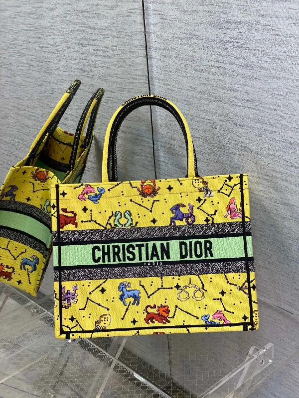 Christian Dior Medium Dior Book Tote Yellow Multicolor. For Women. Women-s Handbags 14in/36cm CD