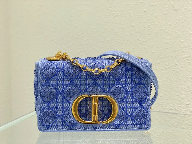 Christian Dior Medium Dior Caro Bag Blue. For Women. Women-s Handbags 25.5cm/10in CD