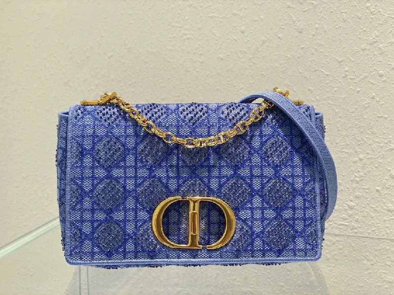 Christian Dior Medium Dior Caro Bag Blue. For Women. Women-s Handbags 27.5cm/10.8in CD