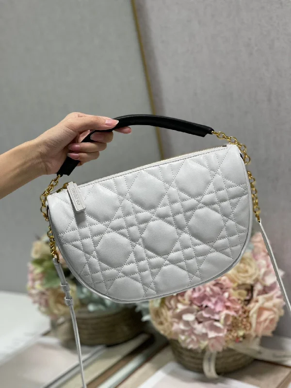 Christian Dior Medium Dior Vibe Hobo Bag White Cannage. White. For Women Women-s Handbags. Crossbody Bags. 30cm CD M7201ONOA_M879