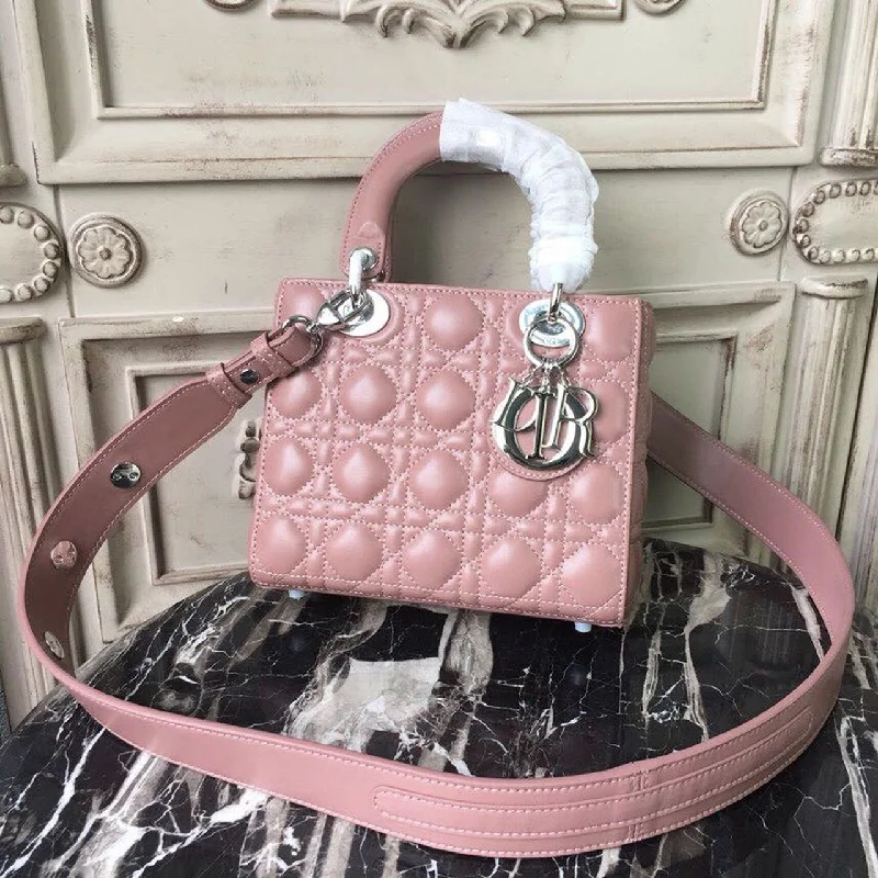 Christian Dior Medium Lady Dior Bag Dusty Pink Silver Hardware For Women 20cm/8in CD