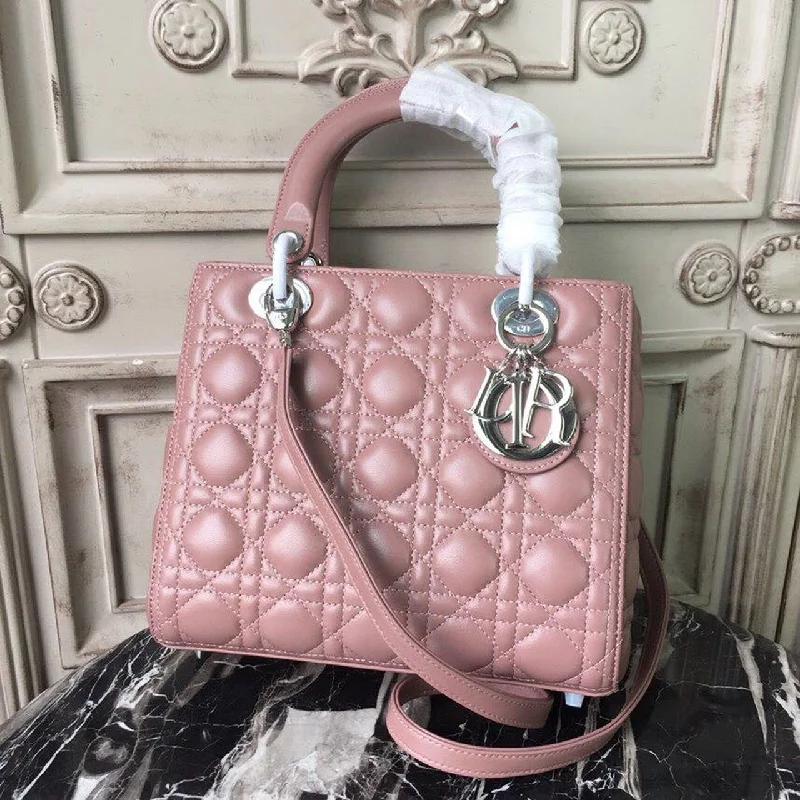 Christian Dior Medium Lady Dior Bag Dusty Pink Silver Hardware For Women 24cm/9.5in CD