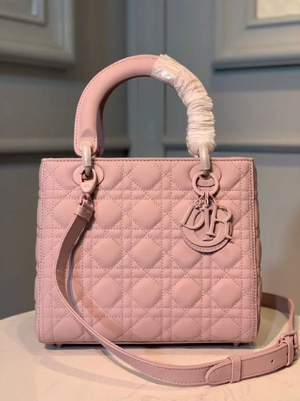 Christian Dior Medium Lady Dior Bag Matte Hardware Powder Pink For Women 9.5in/24cm CD